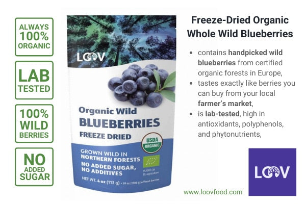 Freeze-Dried Organic Whole Wild Blueberries