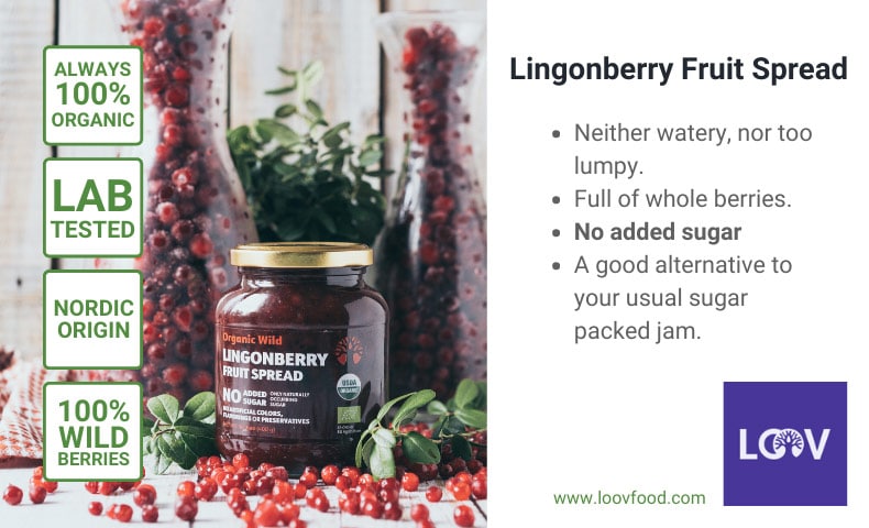 Organic wild lingonberry fruit spread