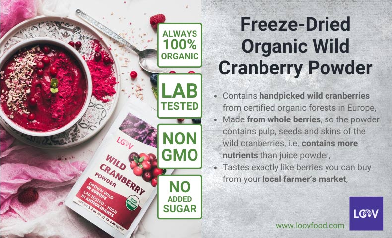 freeze dried organic wild cranberry powder