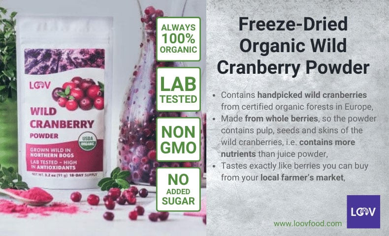 product feature cranberry powder for heart health