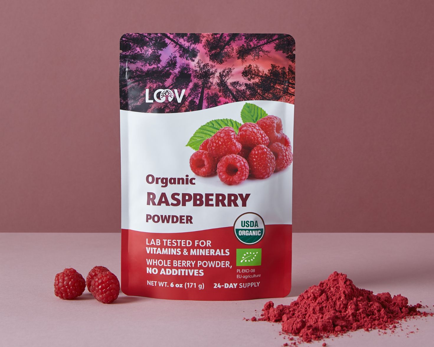 Freeze Dried Raspberries │ Berry Powder │ LOOV Organic