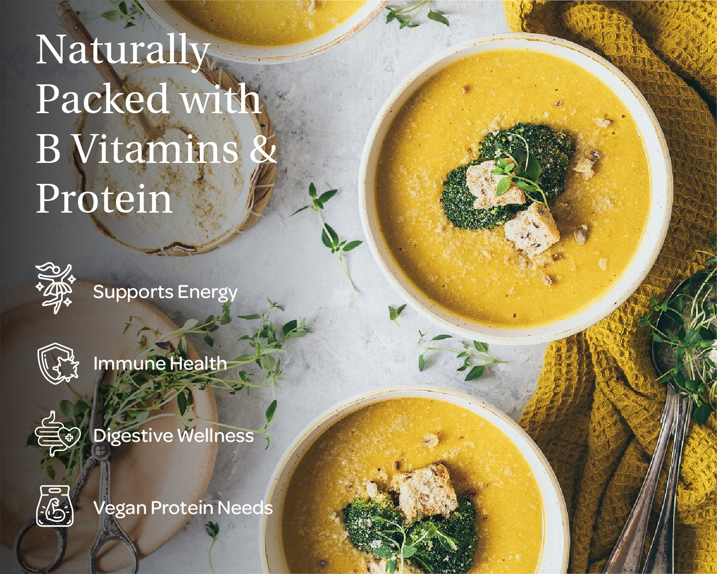 “A stand-up pouch of LOOV Organic Non-fortified Nutritional Yeast Flakes with white and orange packaging. The label reads ‘Organic Nutritional Yeast Flakes Non-Fortified’ and shows a small pile of pale yellow yeast flakes in front.”