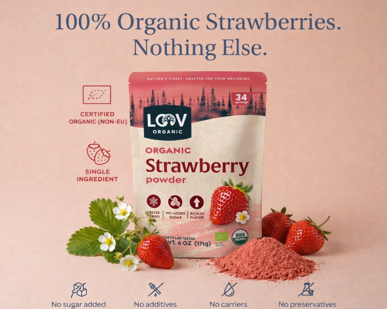 Strawberry Powder  | Organic & Freeze-Dried