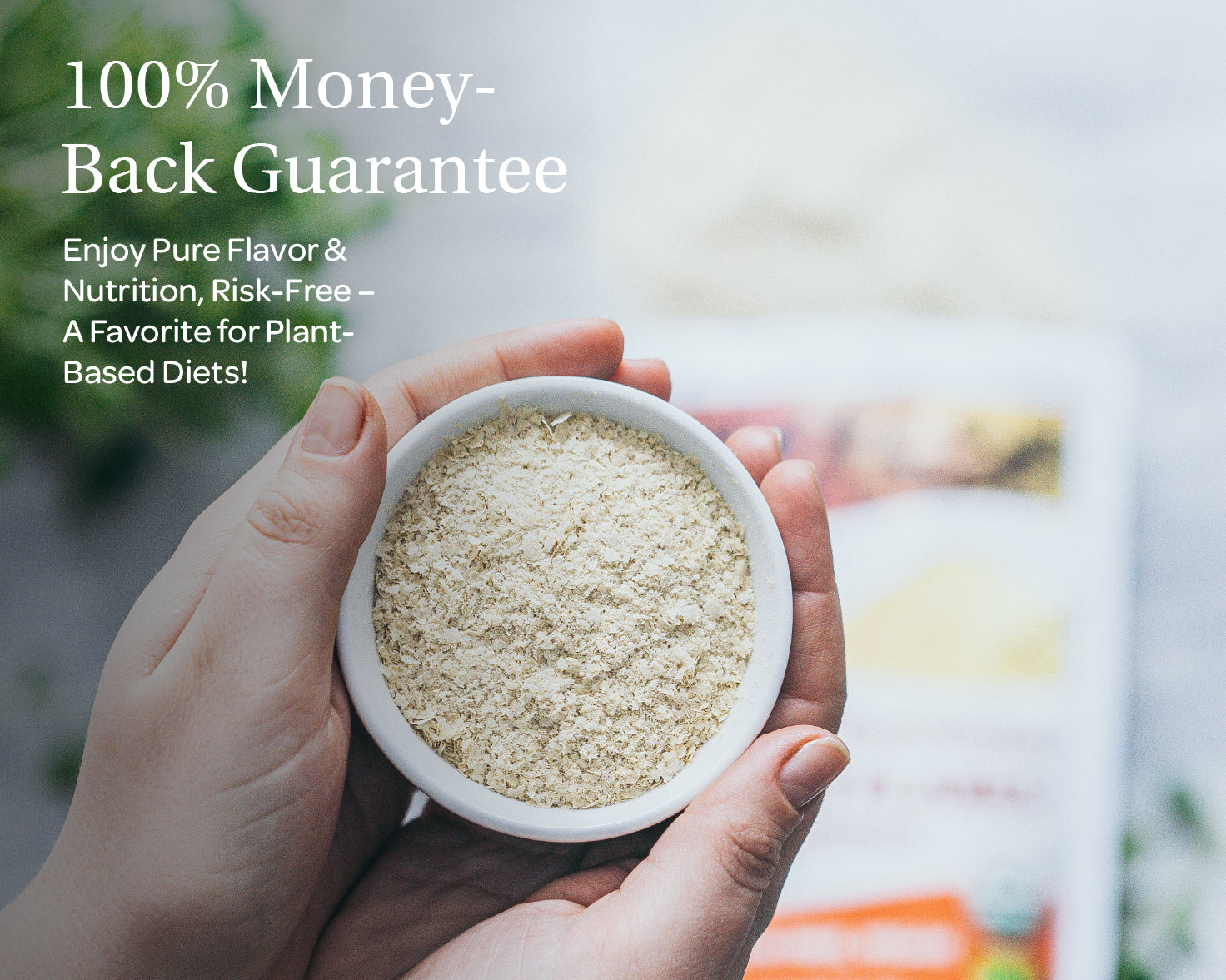 “A stand-up pouch of LOOV Organic Non-fortified Nutritional Yeast Flakes with white and orange packaging. The label reads ‘Organic Nutritional Yeast Flakes Non-Fortified’ and shows a small pile of pale yellow yeast flakes in front.”