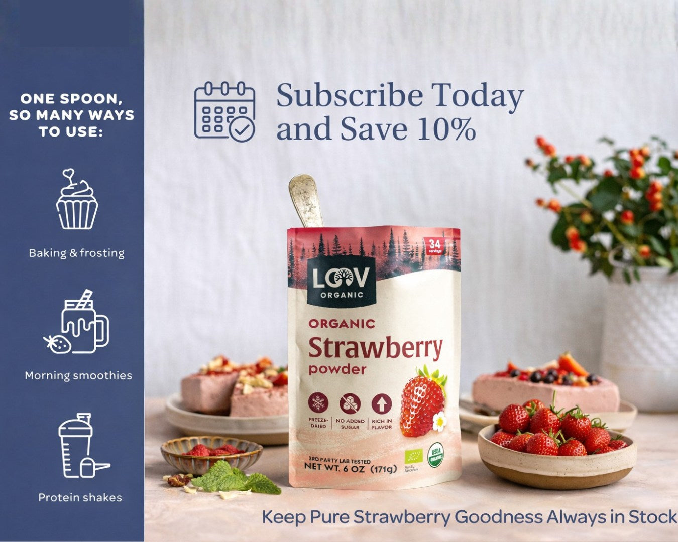 Strawberry Powder  | Organic & Freeze-Dried
