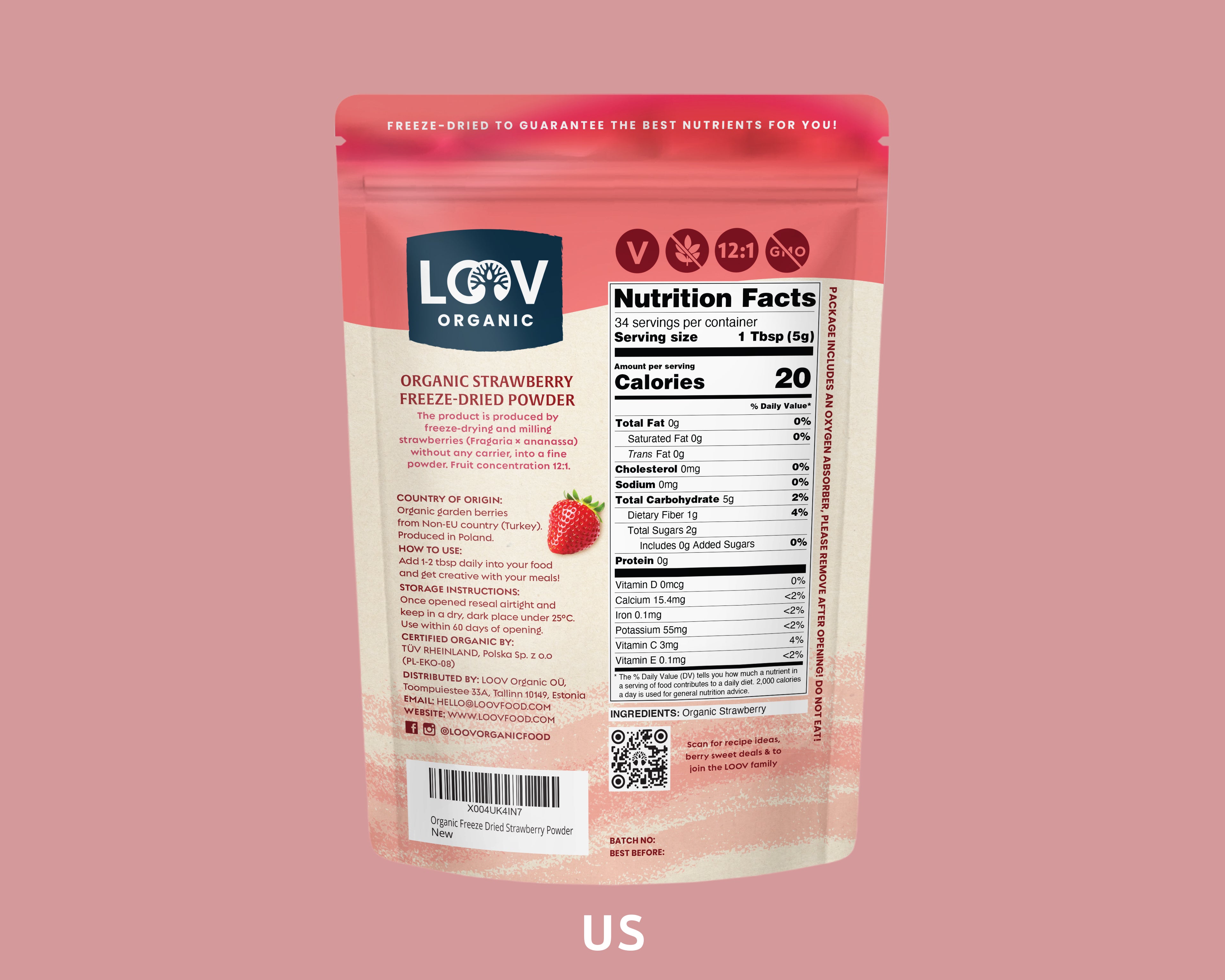 Strawberry Powder  | Organic & Freeze-Dried